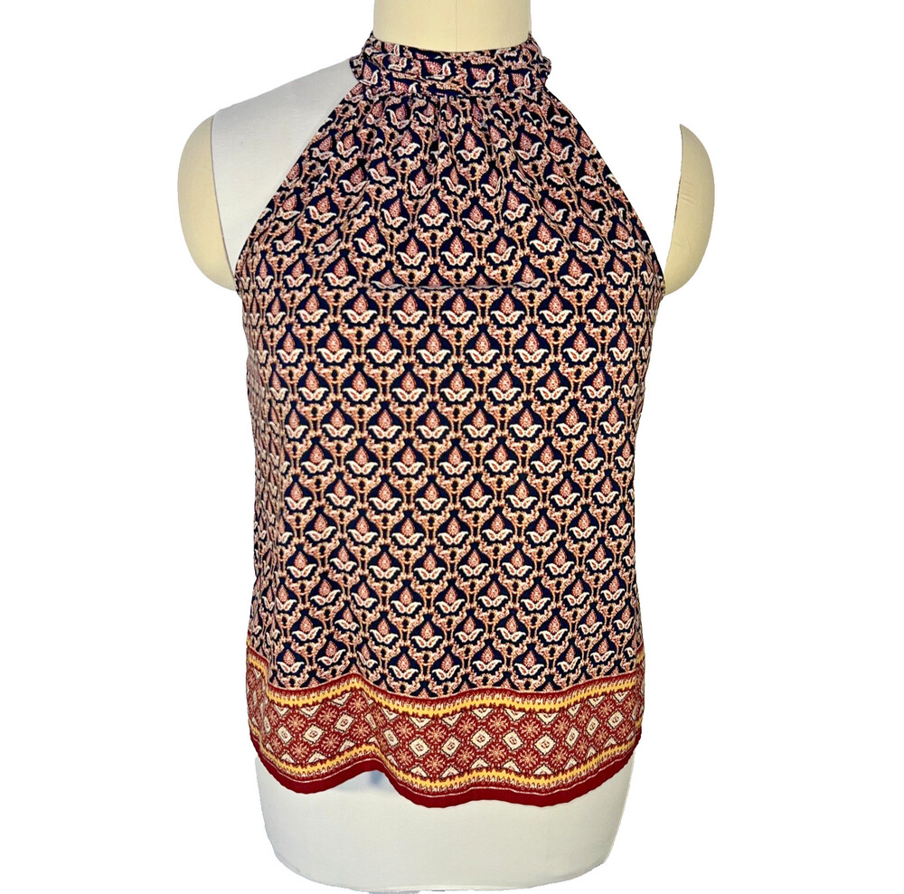 The Limited - Womens L Tank Top Halter Neck Moroccan Repeating Print
